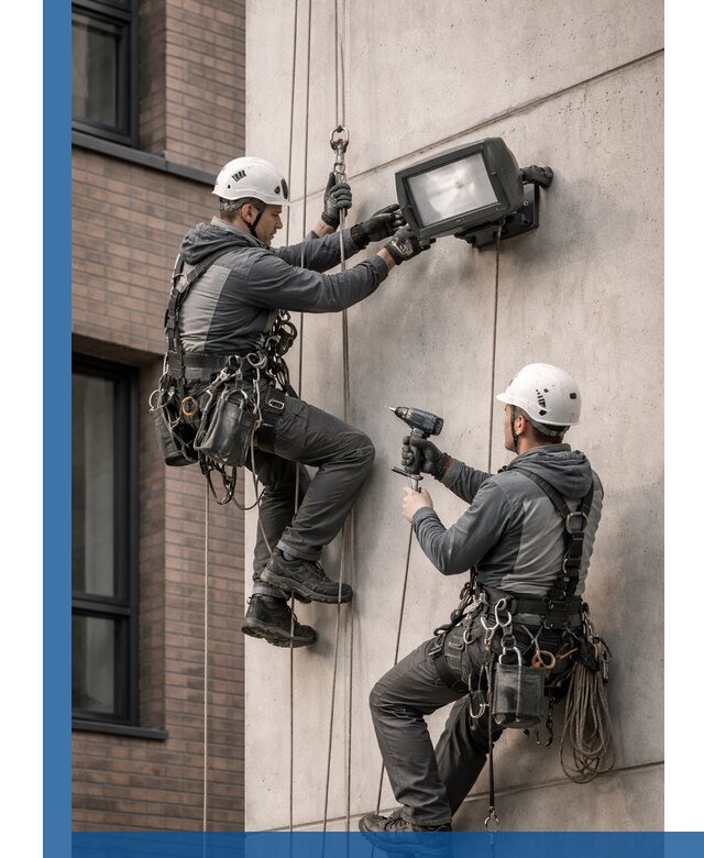 Профессиональный монтаж фасадных прожекторов в Муравленке под ключ