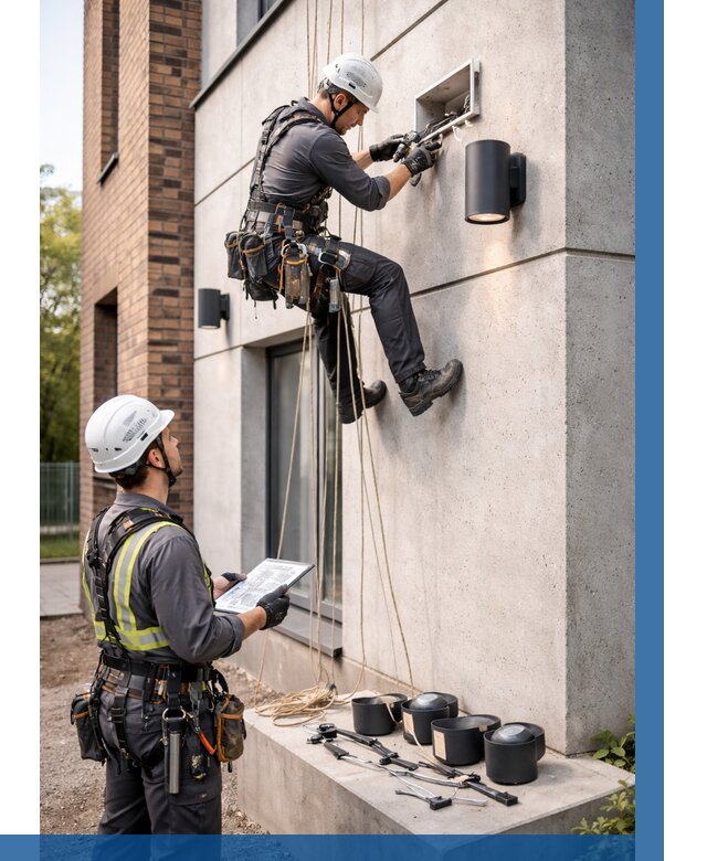 Монтаж фасадного освещения в Муравленке от 2677 р. | ВЫСОТНИК-Мрв