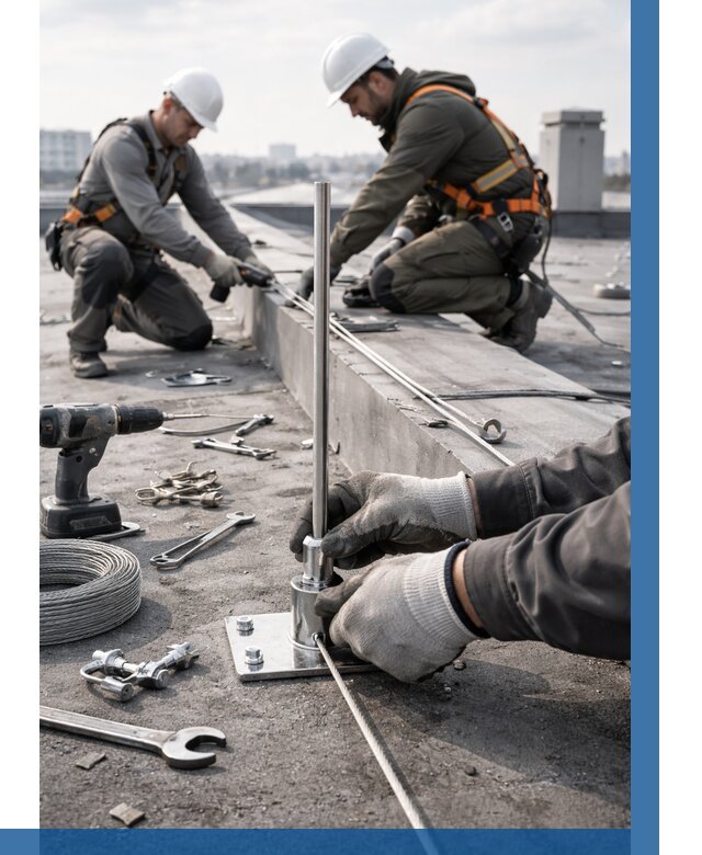 Монтаж молниезащиты на кровле в Муравленке цена от 26765 р. | ВЫСОТНИК-Мрв