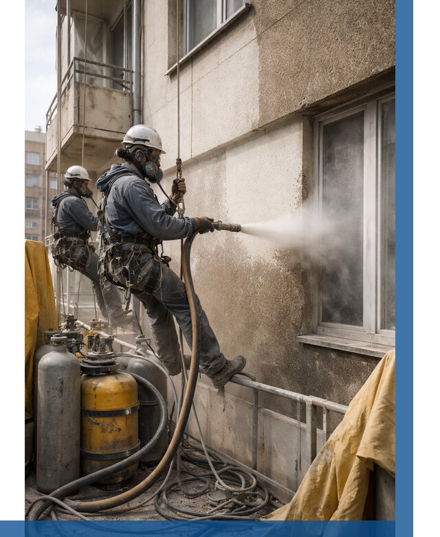 Пескоструйная очистка фасада в Муравленке от 696 р. | ВЫСОТНИК-Мрв