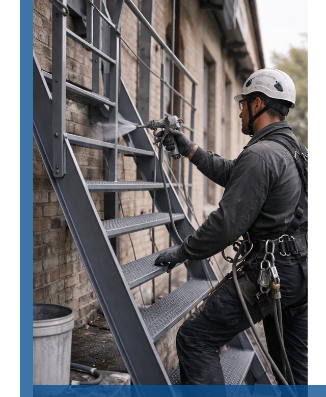 Покраска и антикоррозионная защита пожарных лестниц в Муравленке