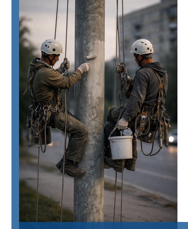 Покраска опор освещения и антикоррозийная защита в Муравленке