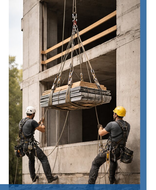 Подъем материала на этаж веревками в Муравленке от 1606 р. | ВЫСОТНИК-Мрв