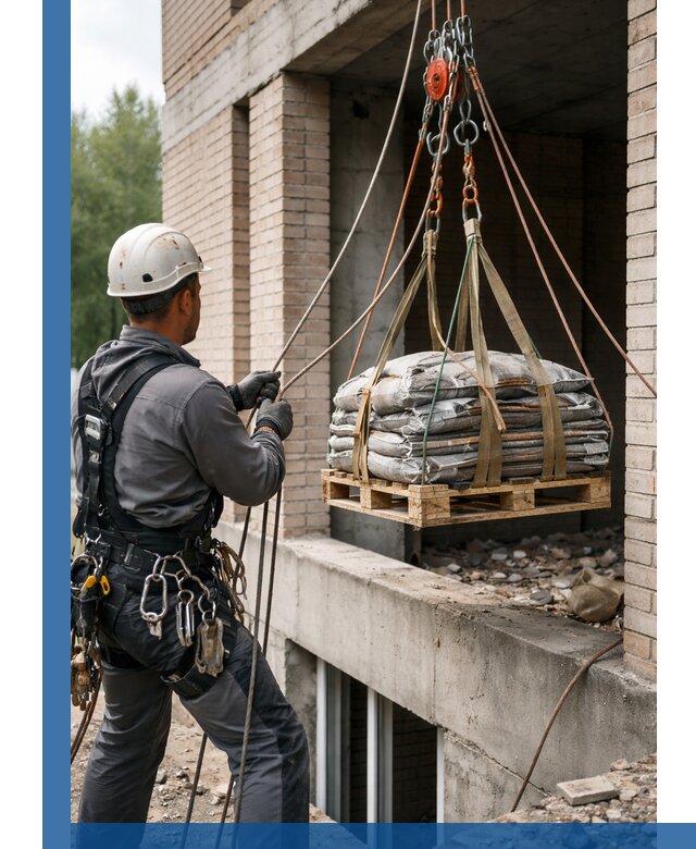 Подъем материалов на этаж веревками в Муравленке оперативно