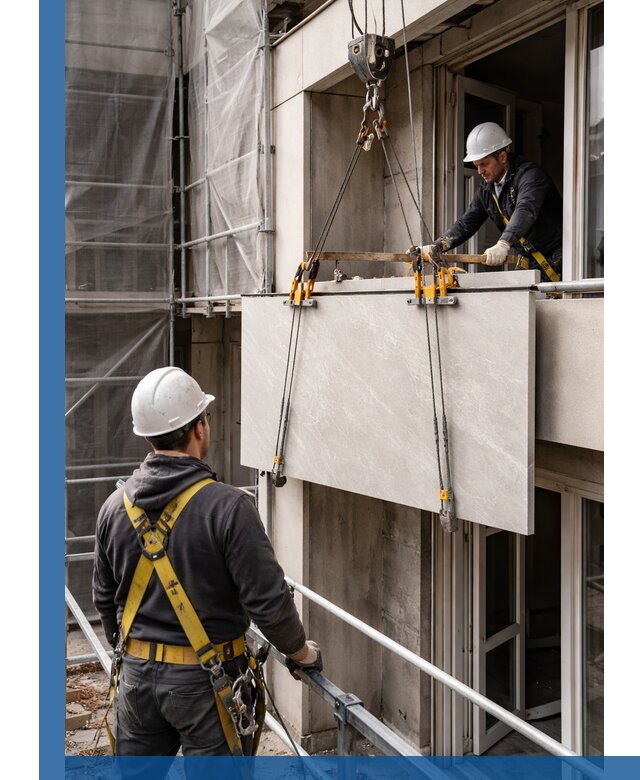 Подъем керамогранита на этаж в Муравленке грузчиками и техникой