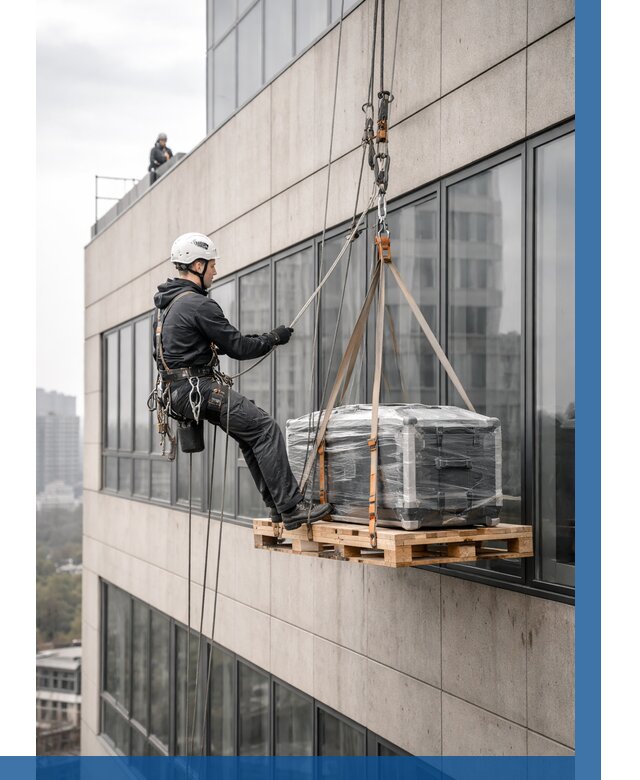 Спуск груза по фасаду в Муравленке от 3747 р. | ВЫСОТНИК-Мрв