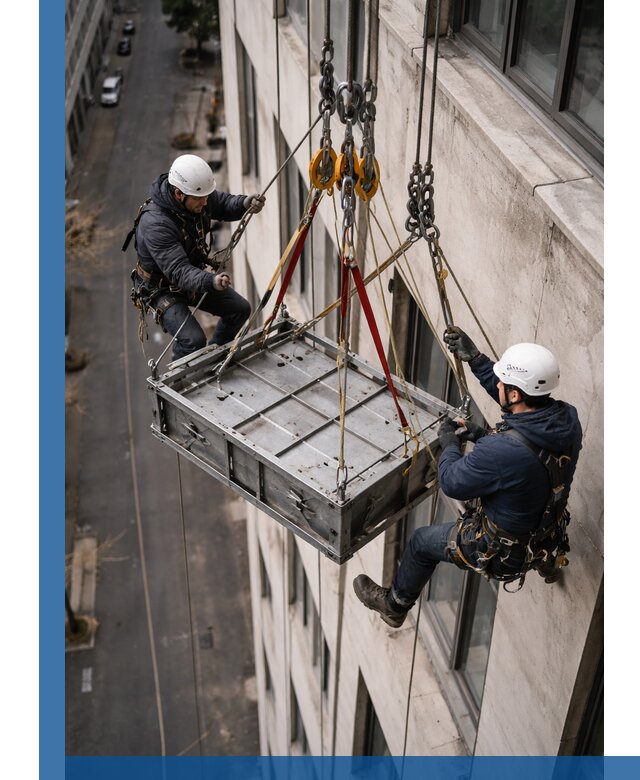 Спуск и подъем грузов по фасаду в Муравленке для зданий